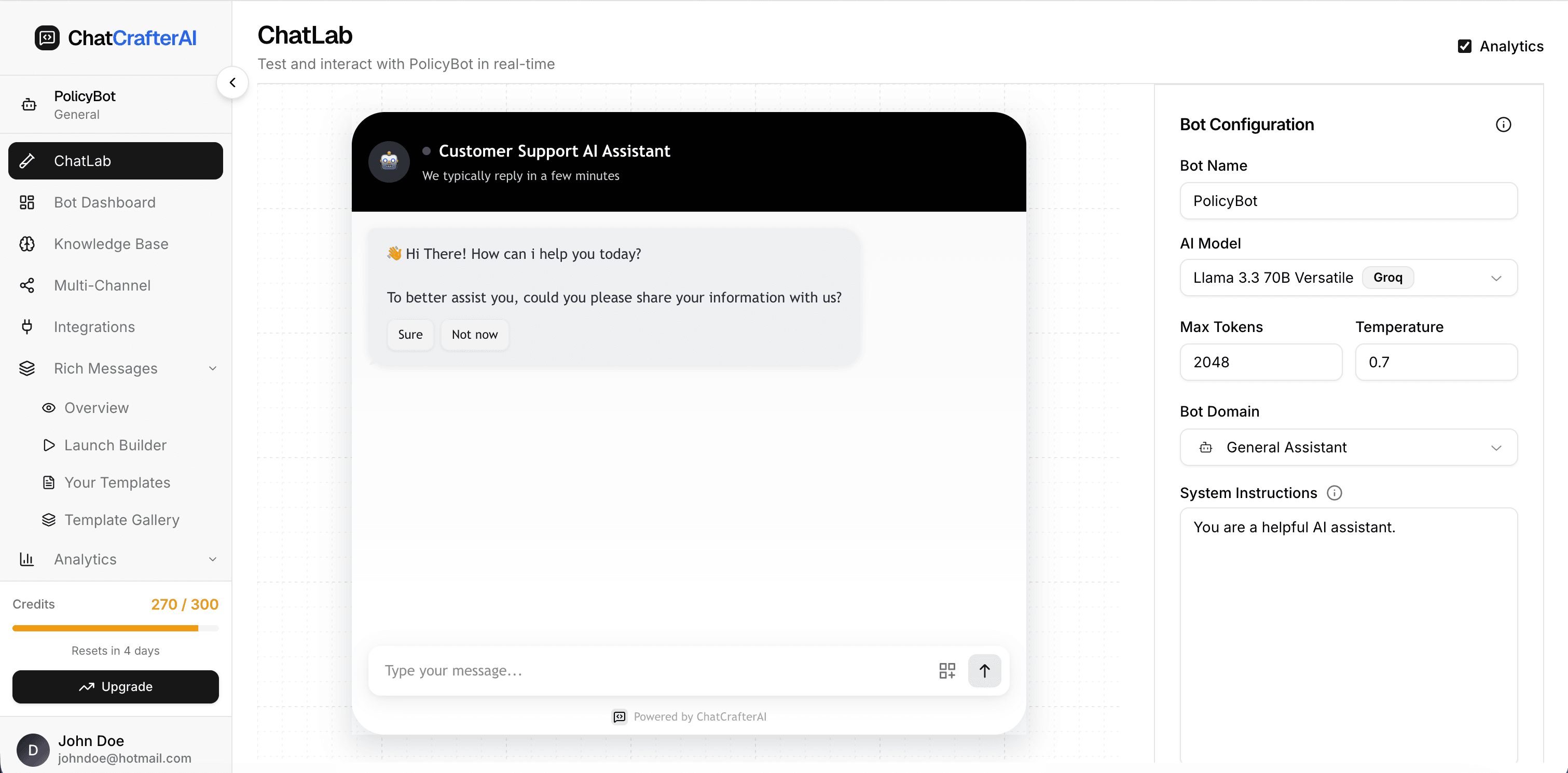 ChatLab - Interactive Testing - Base View